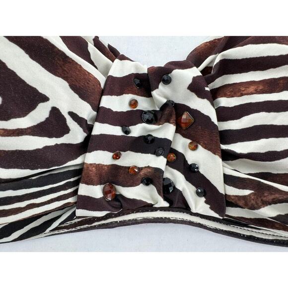 Antonio Melani Swim Bikini Size L Animal Print Halter Rhinestone Sexy Vacation​​ - Picture 3 of 15